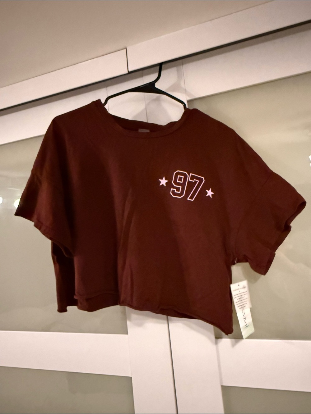 Altar’d State AS Revival Cropped Brown Pink Tee with '97' Graphic